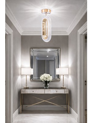 Allians Şık Modern LED Plafonyer, Kristal Görünüm, Beyaz Işık, Enerji Tasarruflu