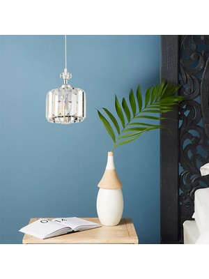 Allians Şık Kristalli Modern Mutfak Sarkıt Avize, Tekli Krom Tasarım