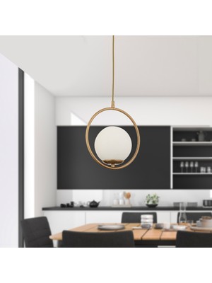 Allians Modern Beyaz Camlı Tekli Sarkıt, Mutfak ve Salon Dekorasyonu Için