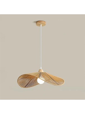 Allians Bej Rustik Zen Hasır Şapka ve Rattan Sarkıt Işık Seti, Şık ve Doğal Tarz