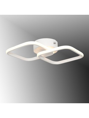 Allians Modern LED Avize, Beyaz, Kare, 2 Li, Renkli Işık Modüllü, Şık Tasarım