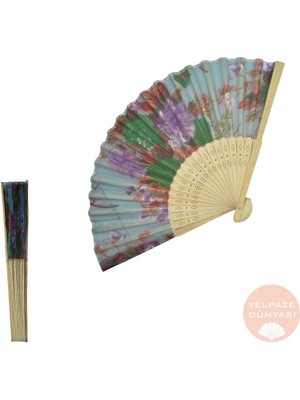 Yelpaze Dünyası Yelpaze Bambu Çiçek Desenli