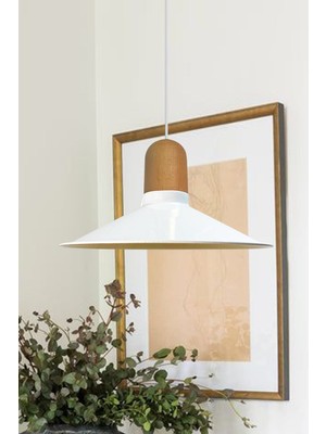 Allians Şık Metal Sarkıt Avize, Ahşap Detaylı Modern Aydınlatma, Dekoratif Tasarım