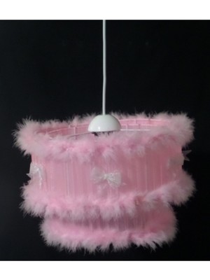 Allians Pembe Tüylü Fiyonklu Kız ve Bebek Odası Avizesi, Şık ve Sevimli Tasarım