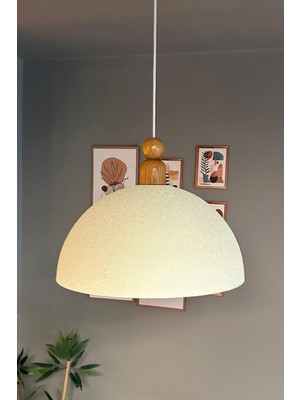 Allians Linate Dokulu Açık Krem Ahşap Boncuk Sarkıt Aydınlatma