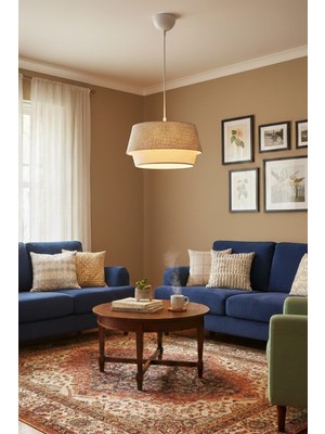 Allians Şık De-Melena Dokulu Kumaş Başlıklı Tekli Sarkıt Avize, Özel Dekor Için