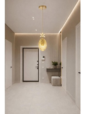 Allians Modern Ay Desenli Gold Tekli Sarkıt Avize, 3 Renk LED Seçeneği