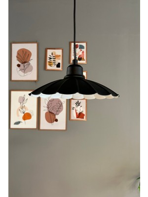 Allians Modern Siyah Metal Yarım Lale Sarkıt Avize, Rustik ve Mutfak Için Şık Aydınlatma