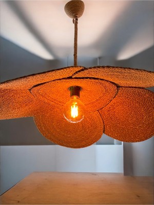 Allians Rustik Jüt Avize, Hasır Örgü Tavan Aydınlatması, Doğal ve Şık Tasarım