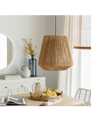 Allians Şık ve Doğal Tarzda Rustik Avize, Bambu ve Rafya Detaylarıyla Aydınlatma