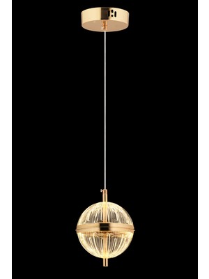 Allians Şık Altın Renkli Tekli Avize, Modern ve Işıltılı Tasarım