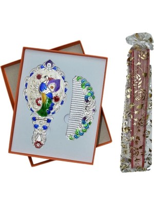 Yelpaze Dünyası Anneler Gününe Özel Nostaljik Hediyelik Ayna Tarak Yelpaze Seti