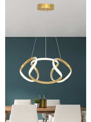 Allians Modern LED Sarkıt Avize, Gold Renk, Beyaz Işık, Şık ve Zarif Tasarım