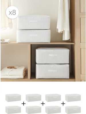 Home Wave 8'li Orta Boy Gri Pötikare Hurç Set 52 x 28 x 21 cm