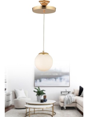 Allians Şık Gold Beyaz Glop Camlı Sarkıt Avize, Modern ve Elegant Tasarım