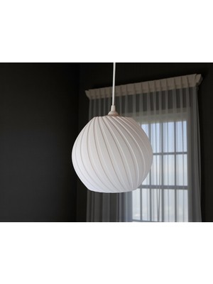 Allians Modern Spiral Beyaz Tekli Avize, LED Uyumlu Sarkıt Lamba