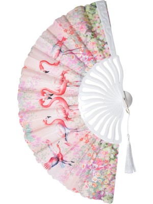 Yelpaze Dünyası Yelpaze Filamingo Desenli Şık Serinletici