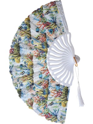 Yelpaze Dünyası Yelpaze Yosun Desenli Şık Serinletici