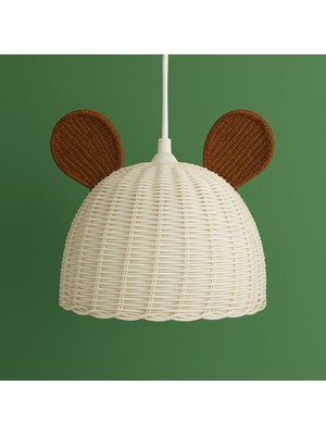 Allians Doğal Rattan Bambu Hasır Çocuk Odası Kulaklı Avize, Şık ve Hafif Tasarım