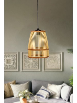 Allians Rustik Serisi Lavinia Bambu Sarkıt Avize 30X20CM, Doğal Şıklık ve Sıcaklık Sağlar