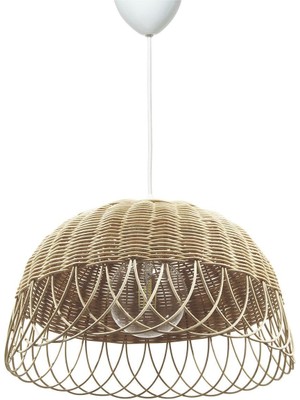Allians Doğal Bambu ve Hasır Rattan Sarkıt Avize 35 Cm, Şık ve Aydınlatıcı Tasarım