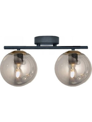 Allians Siyah ve Füme Renklerde Modern Camlı Çift Plafonyer Avize