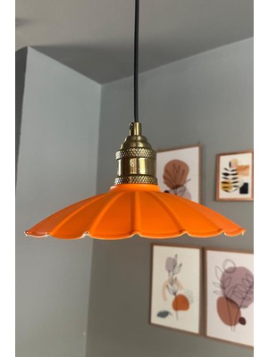 Allians Turuncu Metal Avize, Lale Tasarımı, Modern Sarkıt Aydınlatma, Mutfak Şıklığı