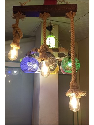 Allians Şık 3'lü Ahşap Avize Seti, Modern ve Doğal Dekorasyon Için Ideal