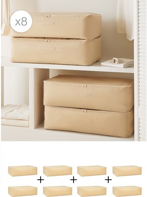 Home Wave 8'li Mega Boy Bej Pötikare Baza Altı Hurç Set 74 x 46 x 22 cm