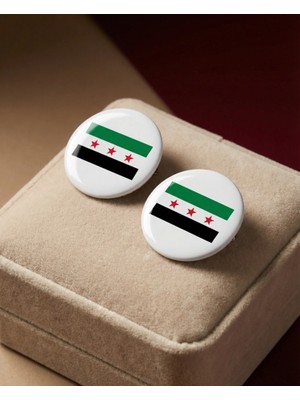 Zaytoon 2\'lu Suriye Yeni Suriye Bayrağı Yuvarlak Rozeti  44 mm A300024-02