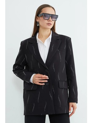 FullaModa Taş Detaylı Blazer Ceket