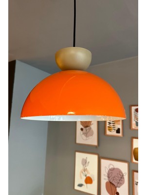 Allians Turuncu Parlak Avize, Bej Şapka Sarkıt, Salon, Kuaför, Cafe, Dekoratif Aydınlatma