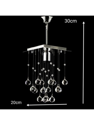 Allians Kare Kristal Taşlı Paslanmaz Çelik Renkli Yağmur Tekli Avize