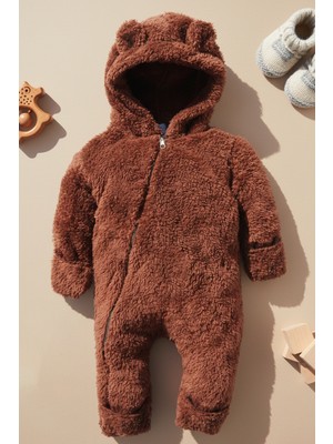 x Ipek Atlas Kız Erkek Bebek Çocuk Ayı Kışlık Peluş Tulum