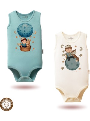 Mahfel %100 Pamuklu Atlet Organik Baskılı Çıtçıtlı Bebek Body Zıbın 729-882