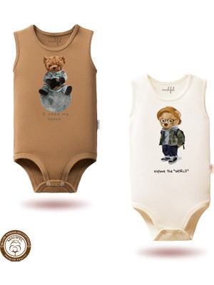 Mahfel %100 Pamuklu Atlet Organik Baskılı Çıtçıtlı Bebek Body Zıbın 829-31