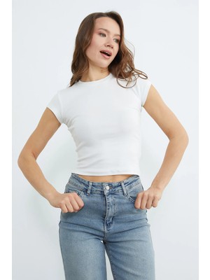 FullaModa Basic Bisiklet Yaka Tişört