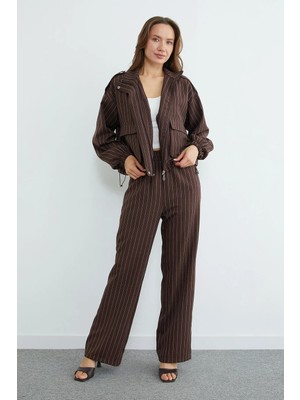 FullaModa Çizgili Beli Stoperli Fermuarlı 2 Li Takım