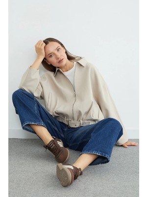 FullaModa Kemerli Pileli Oversize Trençkot