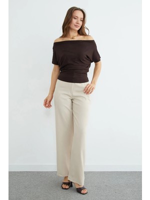 FullaModa Yarasa Kol Kayık Yaka Bluz