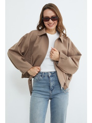 FullaModa Kemerli Pileli Oversize Trençkot
