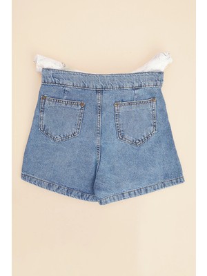 FullaModa Beli Ayarlanabilir Püsküllü Kız Çocuk Şort Etek