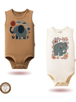 Mahfel %100 Pamuklu Atlet Organik Baskılı Çıtçıtlı Bebek Body Zıbın 740-824