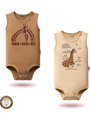 Mahfel %100 Pamuklu Atlet Organik Baskılı Çıtçıtlı Bebek Body Zıbın 747-731