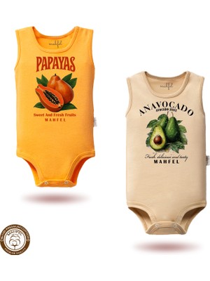 Mahfel %100 Pamuklu Atlet Organik Baskılı Çıtçıtlı Bebek Body Zıbın 887-889