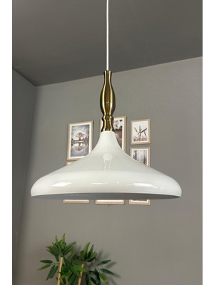 Allians Beyaz Eskitme Simya Başlık Tekli Avize, Modern Salon ve Mutfak Aydınlatması