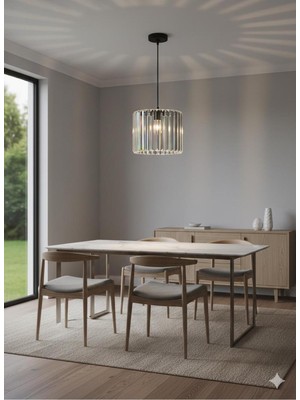 Allians Parlak Kristal Taşlı Metal Tasarım Avize, Şık ve Modern Aydınlatma