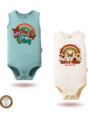 Mahfel %100 Pamuklu Atlet Organik Baskılı Çıtçıtlı Bebek Body Zıbın 892-891