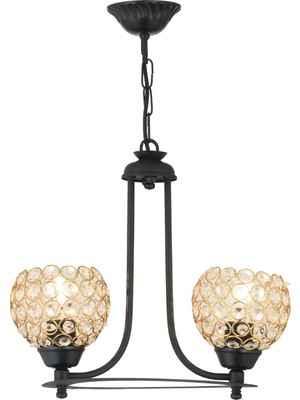 Allians Şık Siyah Kristal Avize, Modern Tasarım, 2'li Lüks Aydınlatma Seti