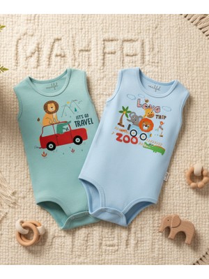 Mahfel %100 Pamuklu Atlet Organik Baskılı Çıtçıtlı Bebek Body Zıbın 146-276